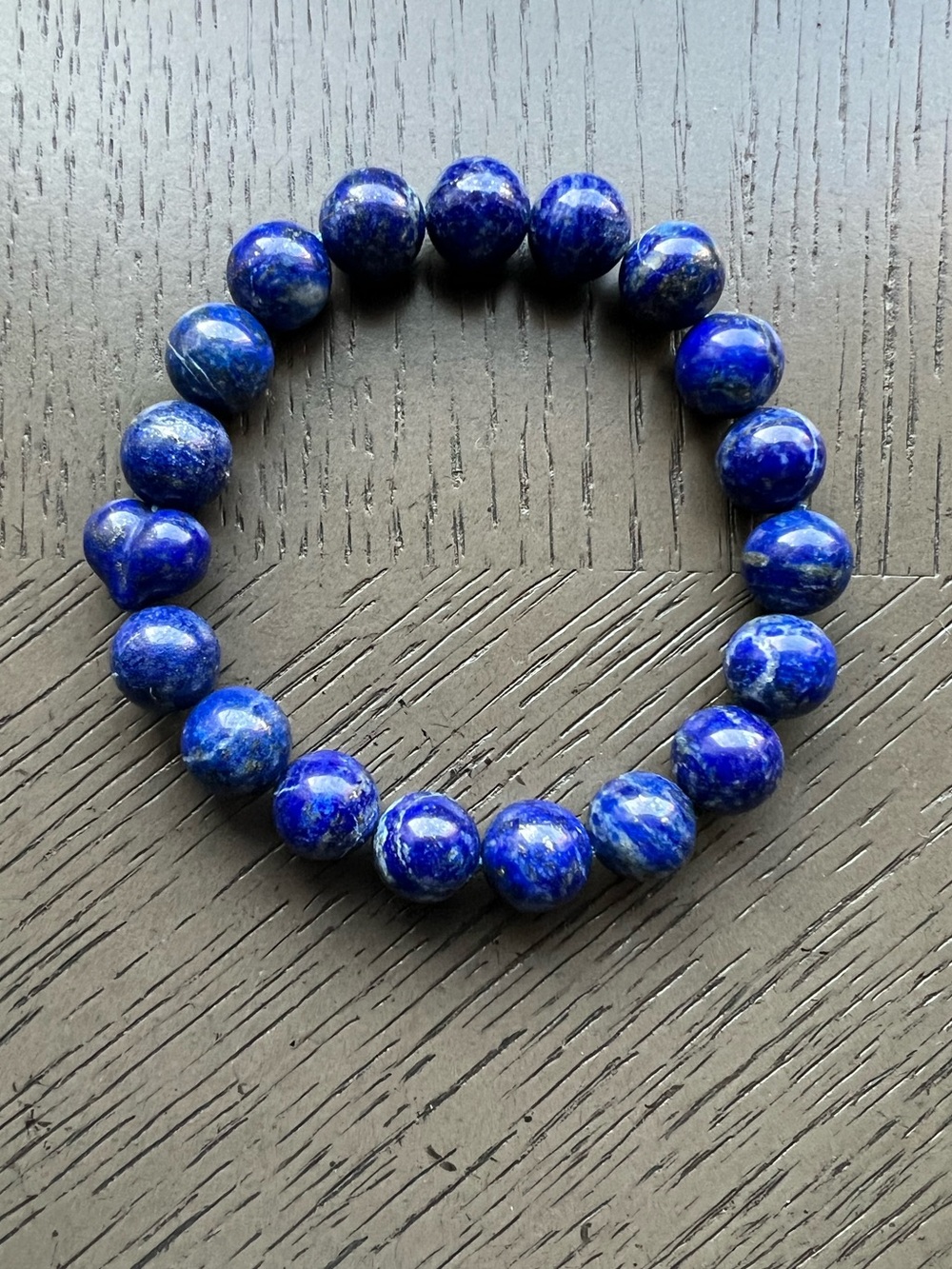 HQ Lapis lazuli with heart bracelet 11mm SIZE 7’